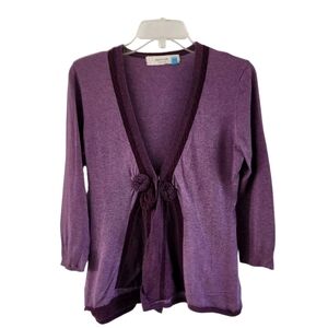 Sparrow Purple Single Snap Cardigan Sweater Jacket Womens Size Small Cotton